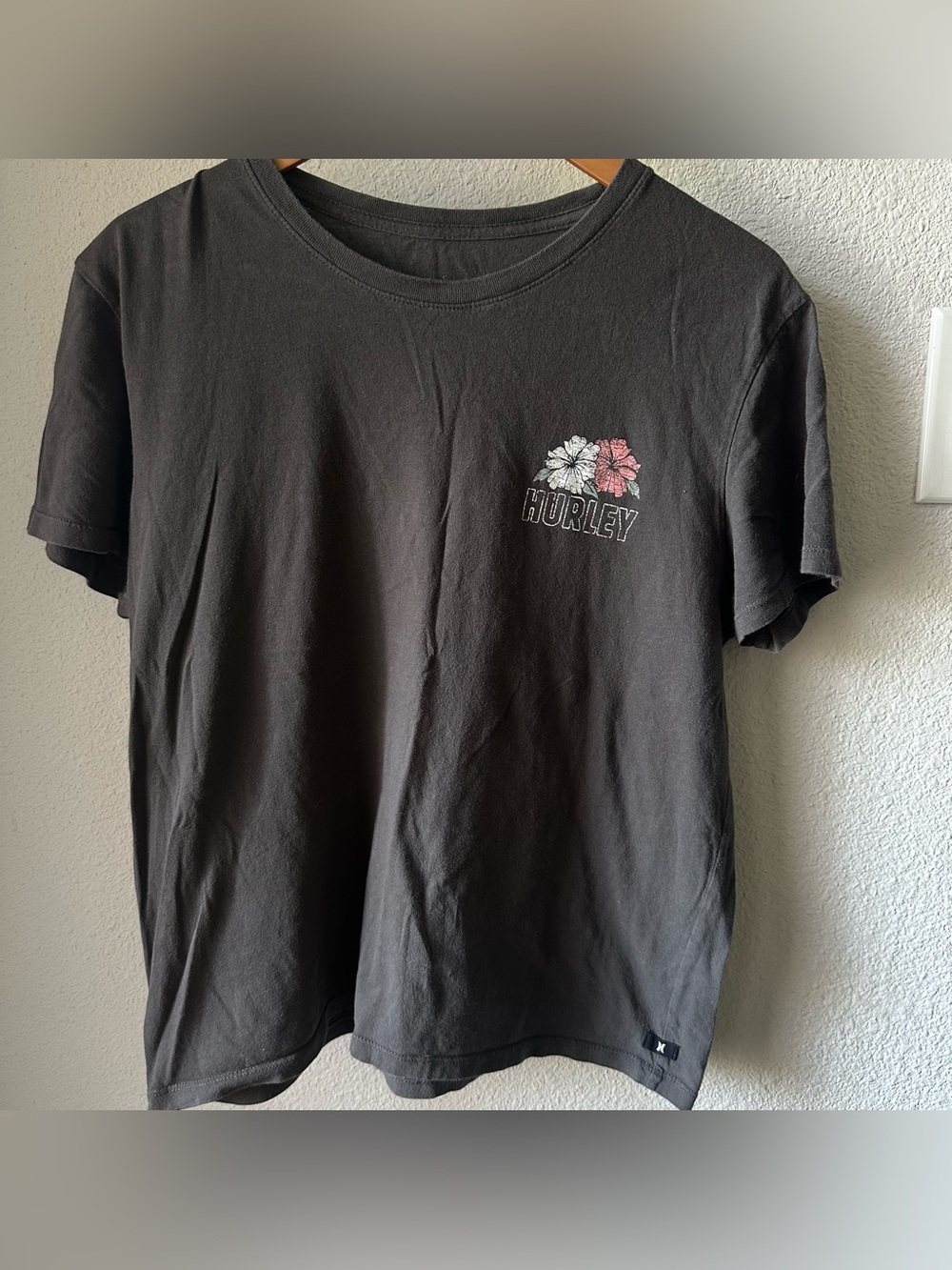 Hurley Black Floral Logo Tee
